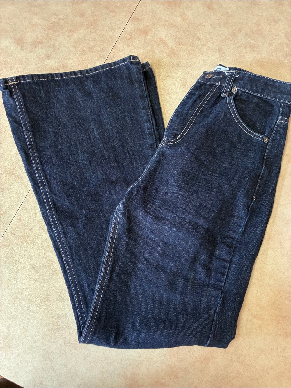 ELF SEOUL Dark Indigo High Rise Wide Leg Jeans Y2K Size 26